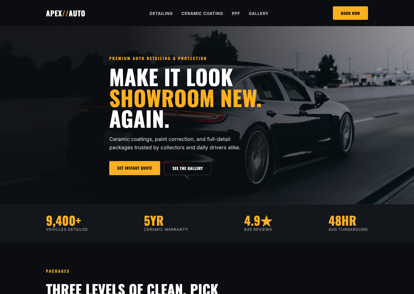 Apex Auto Detailing website