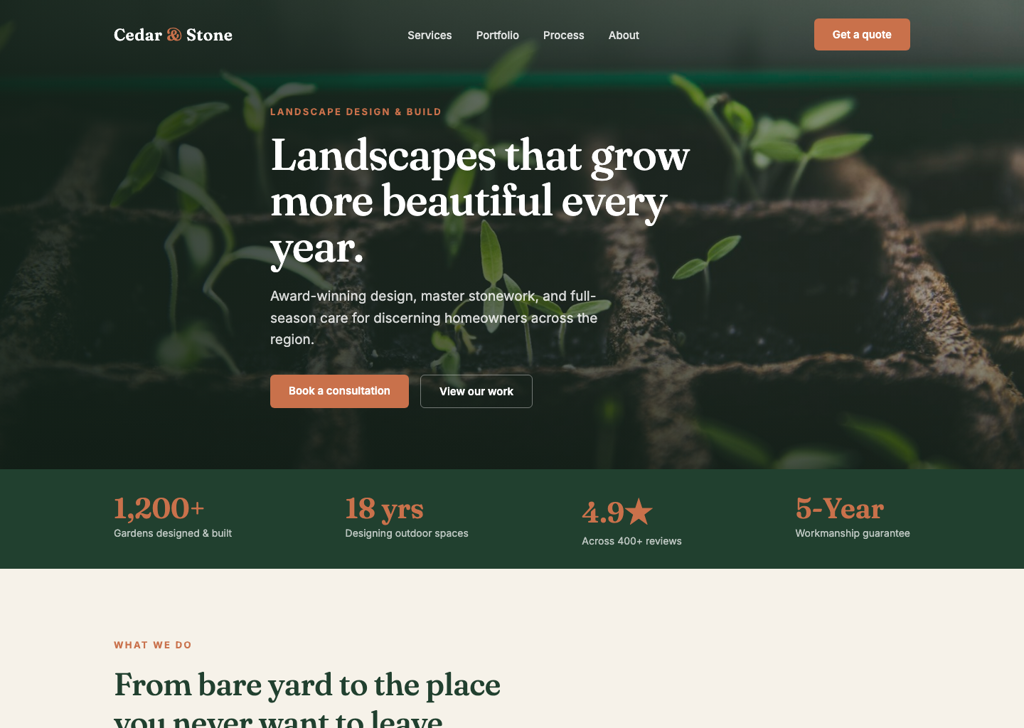 Cedar & Stone Landscaping website