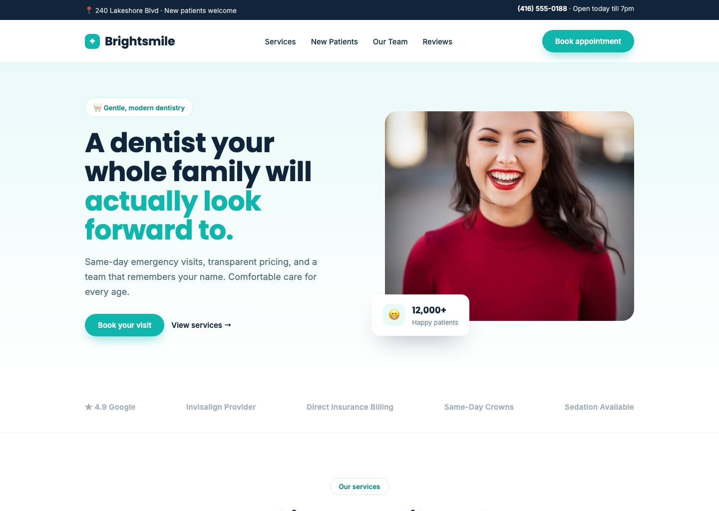 Brightsmile Dental website